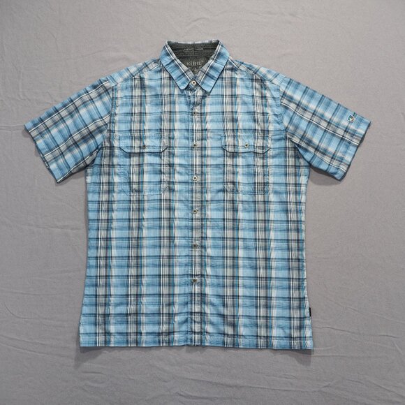 Kuhl Other - Kuhl Shirt Mens Large Blue Tartan Plaid Eluxur Outdoor Hike Preppy Flap Pockets